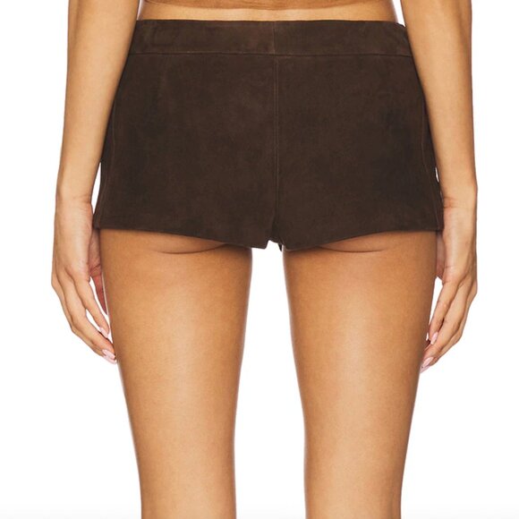 NEW LAMARQUE x REVOLVE Winona Suede Micro Short Dark Brown Mini Booty Hot Pants - Picture 4 of 9